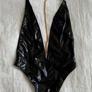 Black Latex Choker Bodysuit